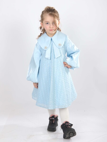 Kız Çocuk Elbise 2-6 Yaş 26471 Mavi - Bravo Kids