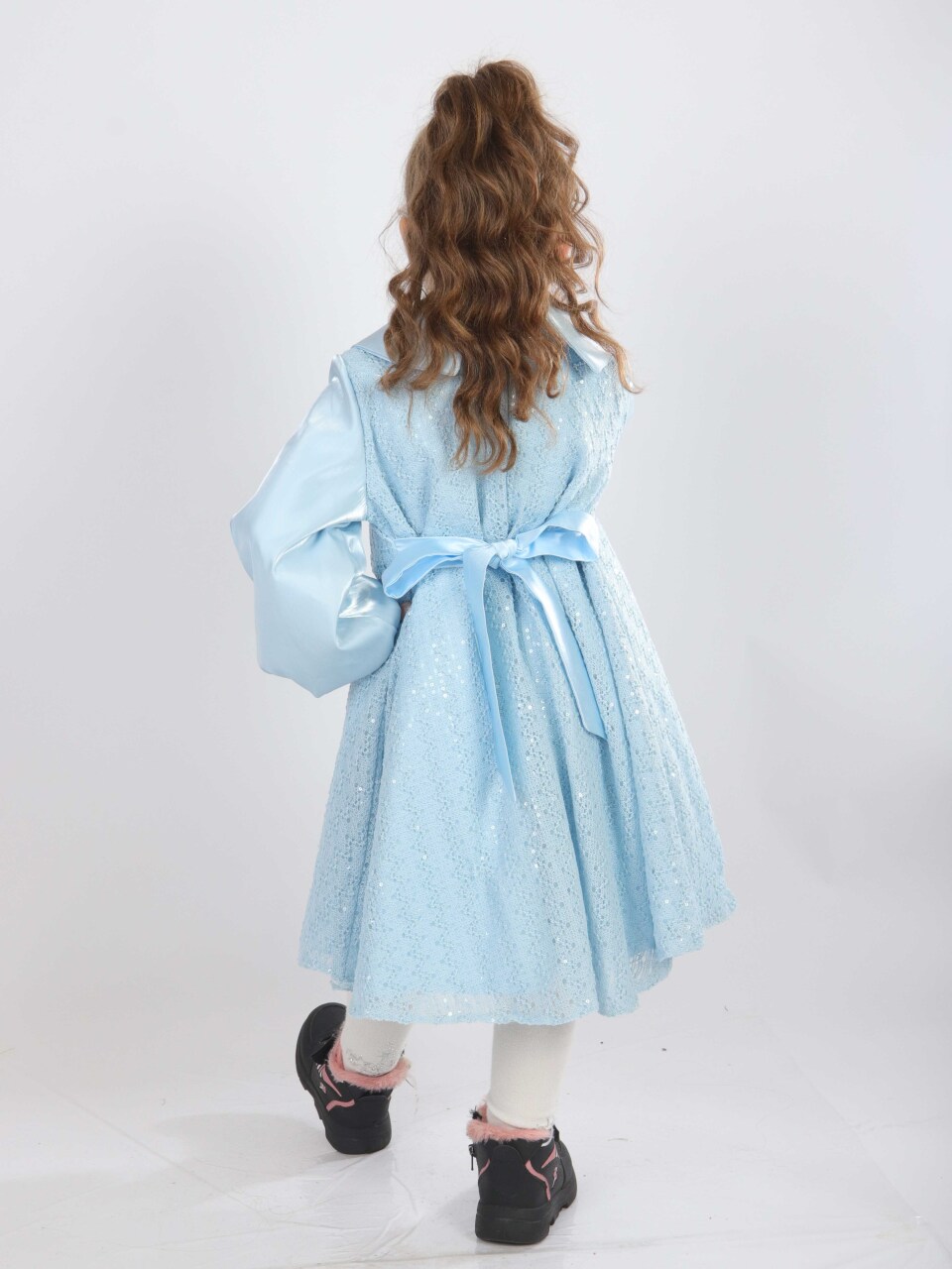 Kız Çocuk Elbise 2-6 Yaş 26471 Mavi - 2