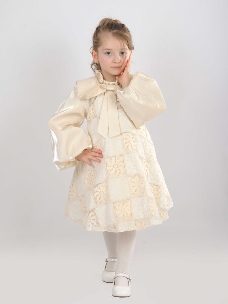 Kız Çocuk Elbise 2-6 Yaş 26470 Bej - Bravo Kids