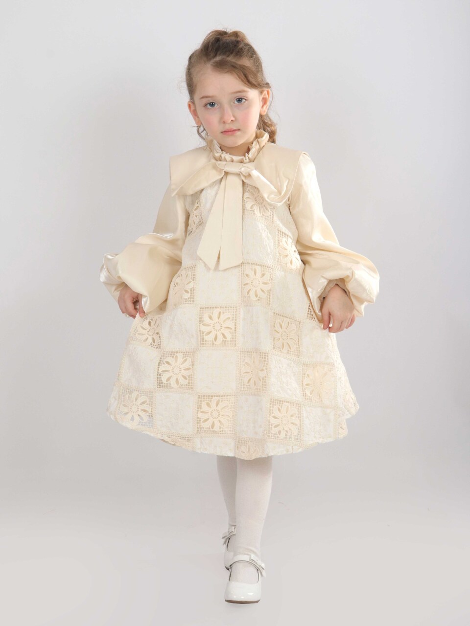 Kız Çocuk Elbise 2-6 Yaş 26470 Bej - 3