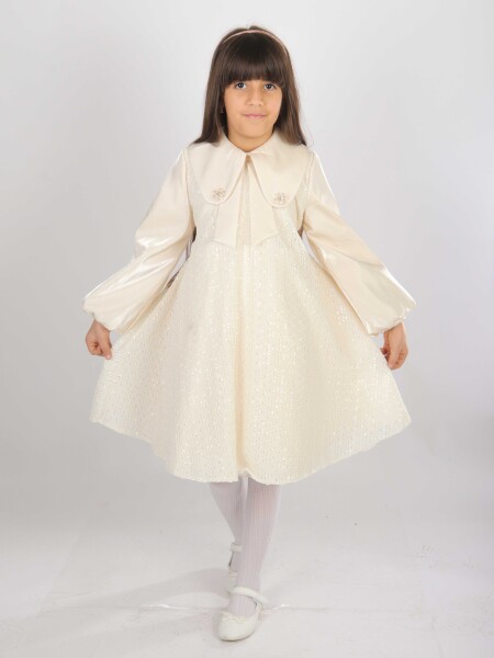 Kız Çocuk Elbise 7-11 Yaş 26571 Bej - Bravo Kids