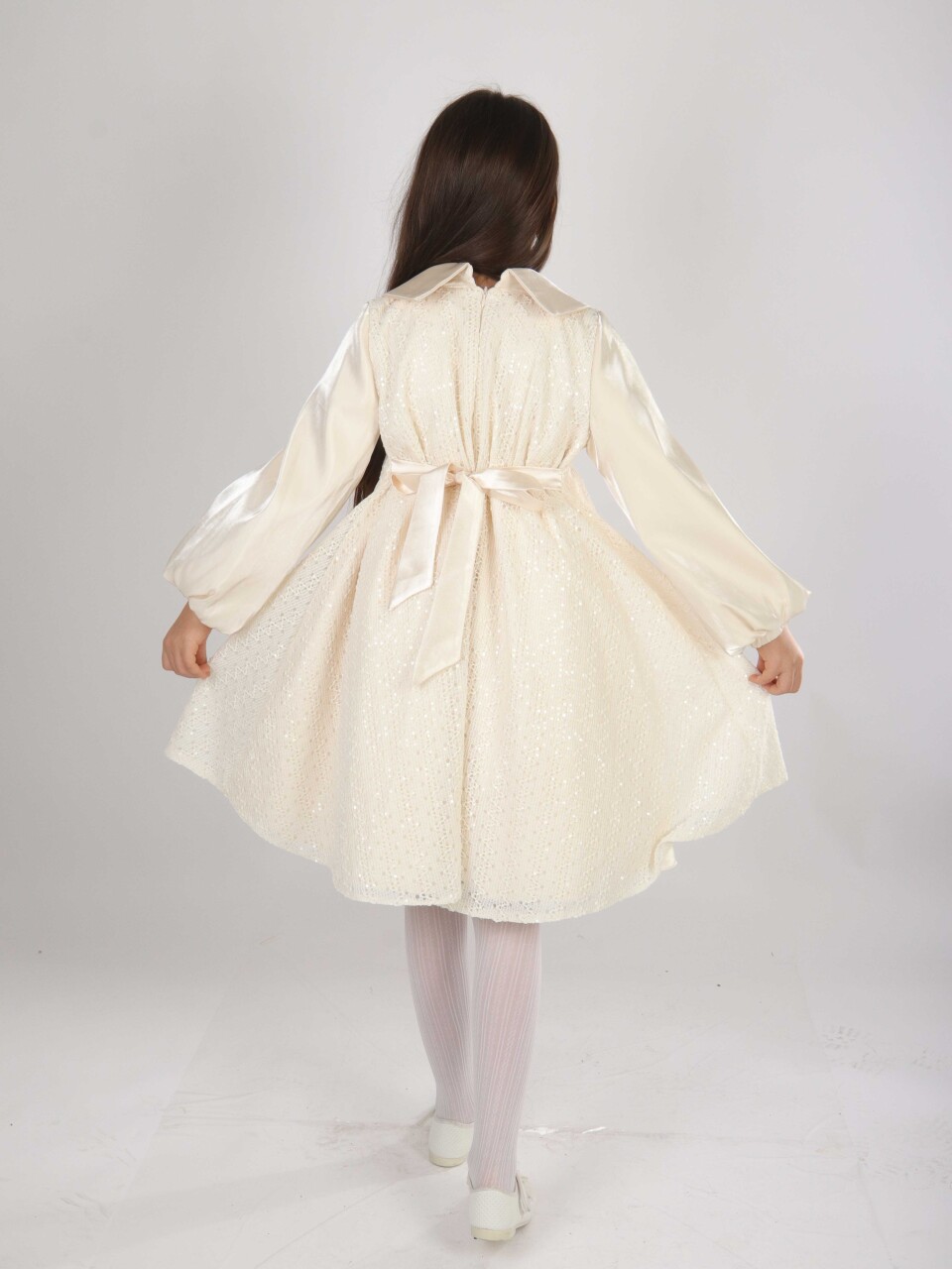 Kız Çocuk Elbise 7-11 Yaş 26571 Bej - 2