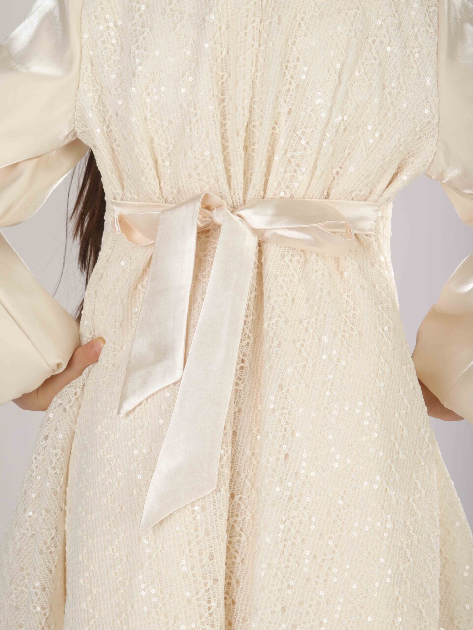 Kız Çocuk Elbise 7-11 Yaş 26571 Bej - 4