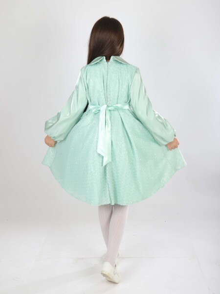 Kız Çocuk Elbise 7-11 Yaş 26571 Yeşil - 5