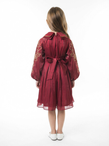 Kız Çocuk Elbise 7-11 Yaş 26572 Bordo - 2