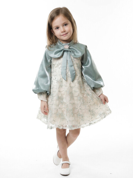 Kız Çocuk Elbise 2-6 Yaş 1004 Yeşil - Bravo Kids