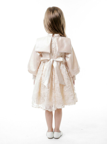 Kız Çocuk Elbise 2-6 Yaş 1004 Bej - 3