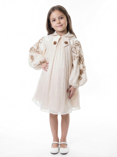 Kız Çocuk Elbise 7-11 Yaş 26572 Bej - Bravo Kids