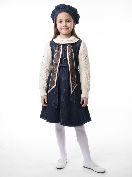 Kız Çocuk Elbise 7-11 Yaş 25556 Bej - Bravo Kids