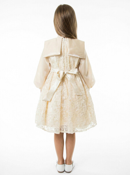 Kız Çocuk Elbise 7-11 Yaş 1104 Bej - 2