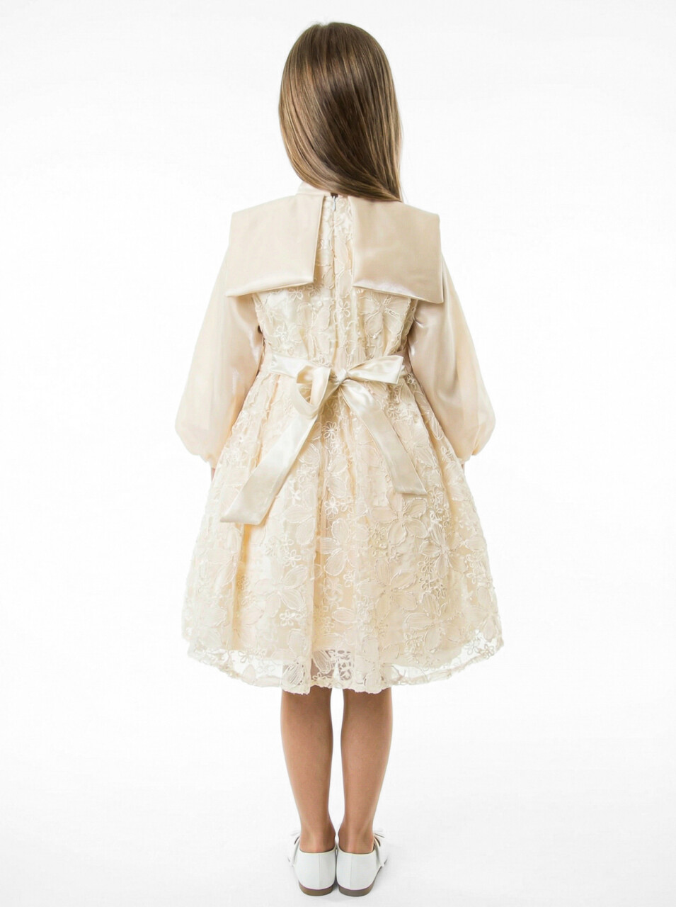 Kız Çocuk Elbise 7-11 Yaş 1104 Bej - 2