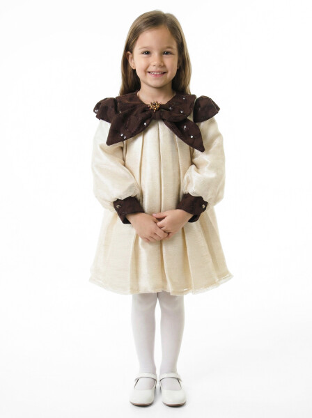 Kız Çocuk Elbise 2-6 Yaş 1012 Ekru - 1