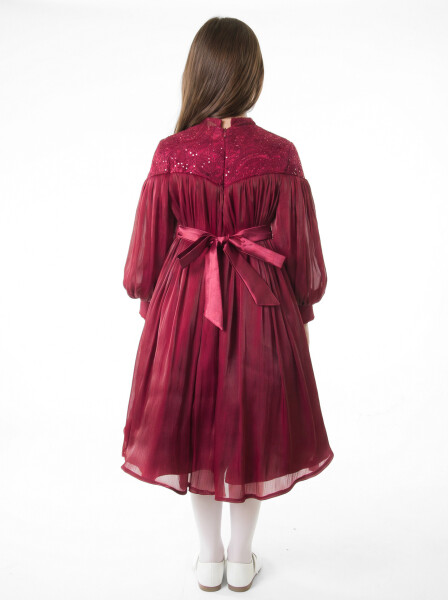 Kız Çocuk Elbise 11-14 Yaş 1228 Bordo - 2