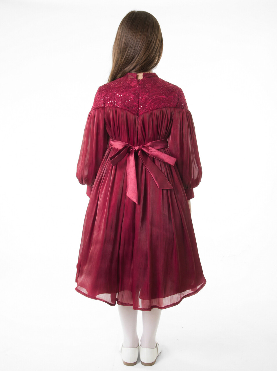 Kız Çocuk Elbise 11-14 Yaş 1228 Bordo - 2