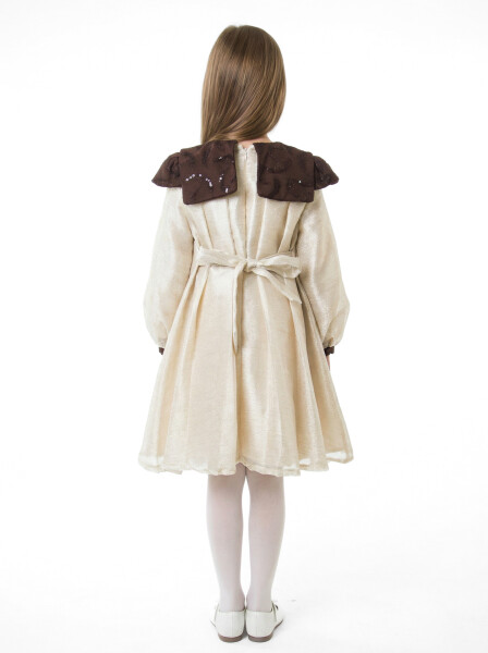 Kız Çocuk Elbise 7-11 Yaş 1112 Ekru - 2