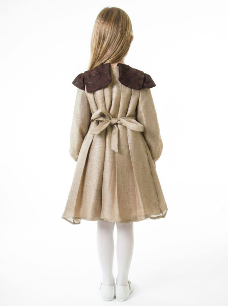 Kız Çocuk Elbise 7-11 Yaş 1112 Vizon 