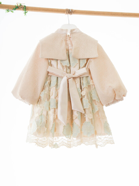 Kız Çocuk Elbise 2-6 Yaş 2613 Bej - Yeşil - 4