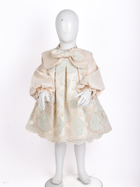 Kız Çocuk Elbise 7-11 Yaş 3713 Bej - Yeşil - 3