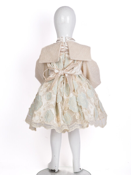 Kız Çocuk Elbise 7-11 Yaş 3713 Bej - Yeşil - 4