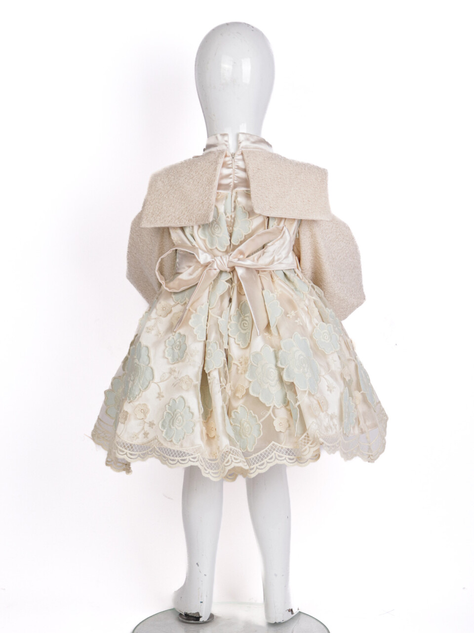 Kız Çocuk Elbise 7-11 Yaş 3713 Bej - Yeşil - 4