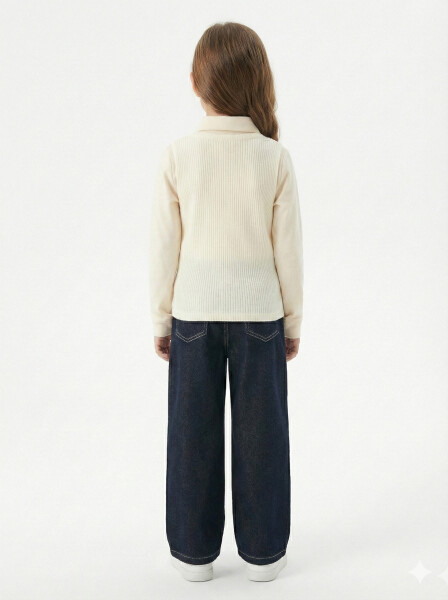 Kız Çocuk Fularlı 3'lü Alt-Üst Takım 6-10 Yaş 25462 Ekru - 4