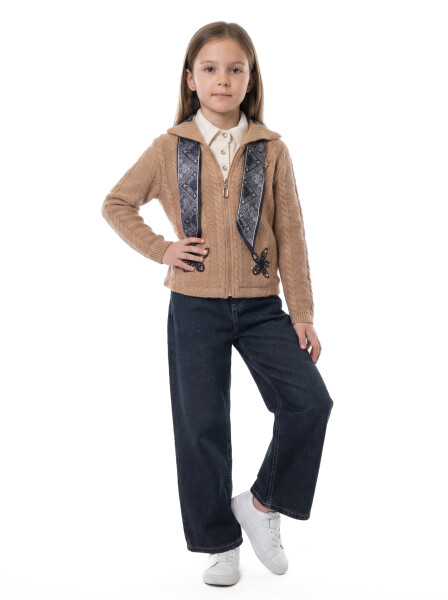 Kız Çocuk Fularlı 3'lü Alt-Üst Takım 6-10 Yaş 25462 Kahverengi - BZR Kids