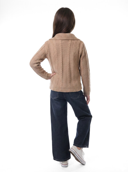 Kız Çocuk Fularlı 3'lü Alt-Üst Takım 6-10 Yaş 25462 Kahverengi - 2