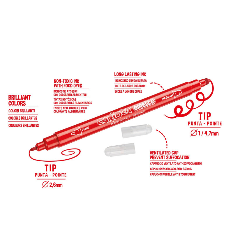 أقلام كاريوكا بيريلو فائقة الغسل ذات رأس لباد مزدوج الجوانب، عبوة من 12 قلمًا - 3