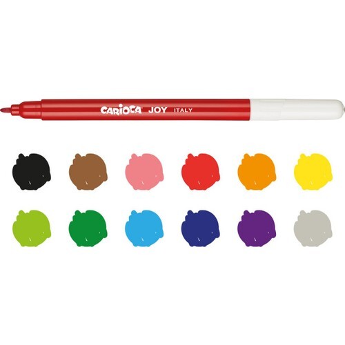 أقلام كاريوكا جوي فائقة الغسل ذات رؤوس لبادية، عبوة من 12 قلمًا - 2