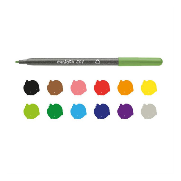 أقلام تلوين كاريوكا إيكو فاميلي جوي فائقة الغسل ذات رؤوس لبادية، عبوة من 12 قلمًا - 2