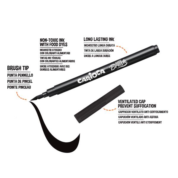 أقلام كاريوكا سوبر براش ذات رؤوس لبادية، عبوة من 10 أقلام - 4