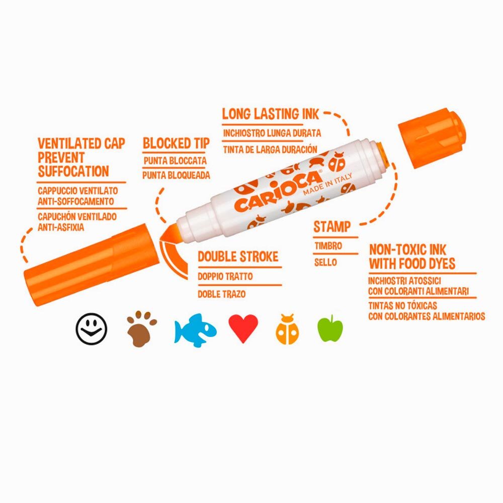 أقلام تلوين قابلة للغسل من كاريوكا ستامبريلو، عبوة من 6 أقلام - 3