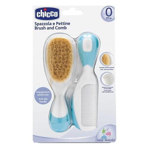 طقم فرشاة ومشط شيكو للأطفال من عمر 0 ​​أشهر فما فوق، أزرق - 3