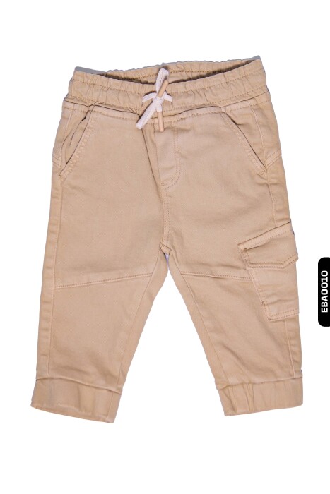 Erkek Bebek Renkli Dokuma Pantolon 6-24 Ay 20040 Taş Rengi - 1