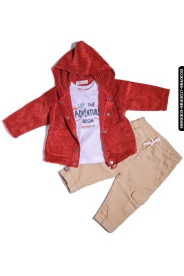 Erkek Bebek Renkli Dokuma Pantolon 6-24 Ay 20040 Taş Rengi - 2