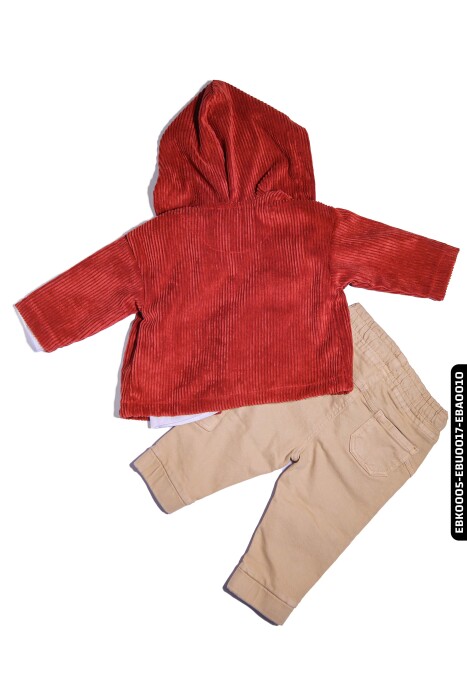 Erkek Bebek Renkli Dokuma Pantolon 6-24 Ay 20040 Taş Rengi - 3