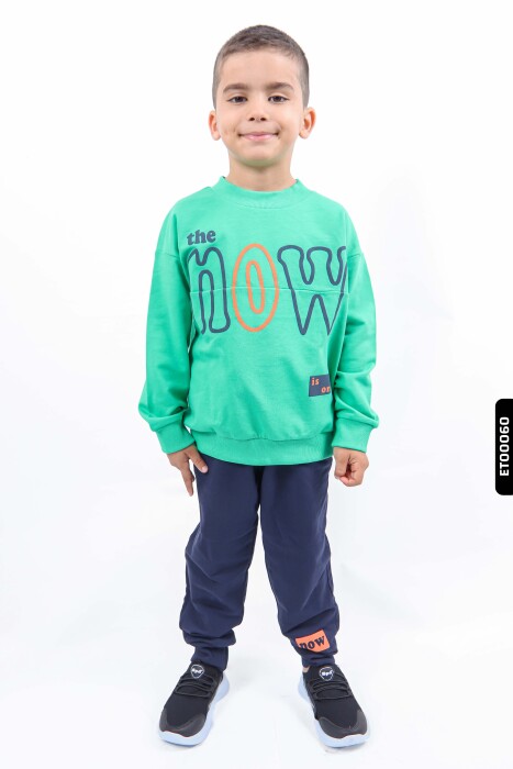 Erkek Çocuk Baskılı Eşofman Takım 3-7 Yaş 20284 Yeşil - Lacivert - 1