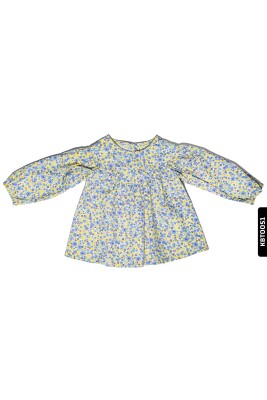 %100 Pamuklu Arkadan Düğmeli Kız Bebek Çiçekli Dokuma Elbise 6-24 Ay 20557 Sarı - ÇİKOBY