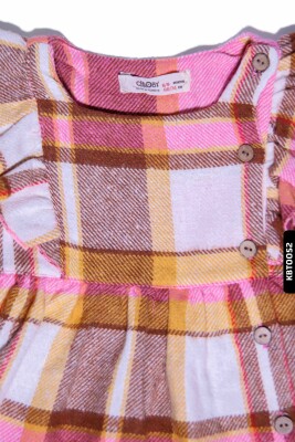 Kız Bebek Kareli Fırfırlı Dokuma Elbise 6-24 Ay 20579 Pembe - 3