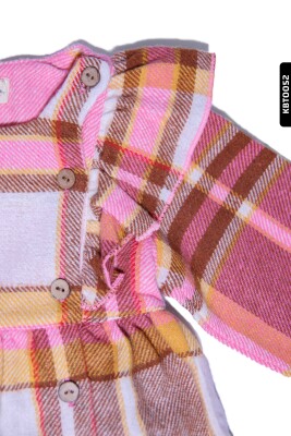 Kız Bebek Kareli Fırfırlı Dokuma Elbise 6-24 Ay 20579 Pembe - 4