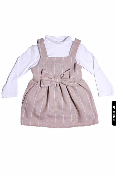 Kız Bebek Çizgili jile Takım 6-24 Ay 20642 Ekru - Bej - 1