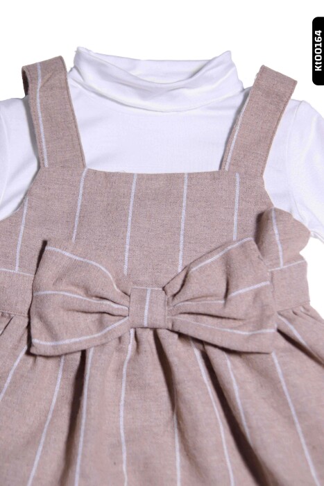 Kız Bebek Çizgili jile Takım 6-24 Ay 20642 Ekru - Bej - 3