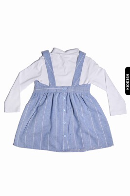 Kız Bebek Çizgili jile Takım 6-24 Ay 20642 Ekru - Mavi - 2