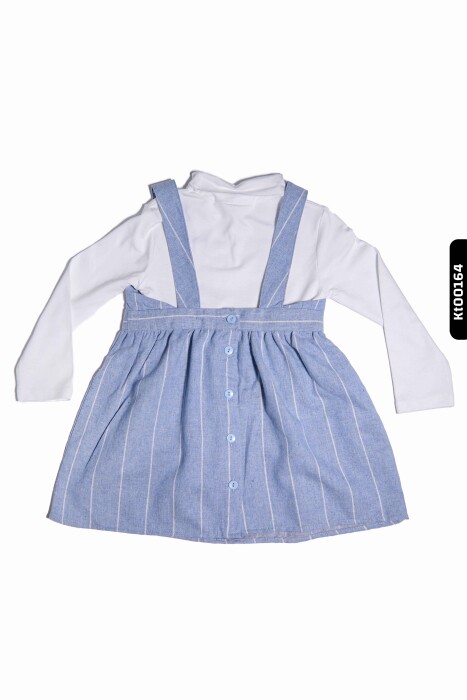 Kız Bebek Çizgili jile Takım 6-24 Ay 20642 Ekru - Mavi - 2