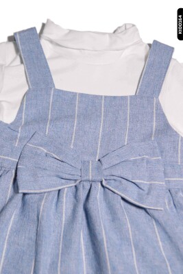 Kız Bebek Çizgili jile Takım 6-24 Ay 20642 Ekru - Mavi - 3