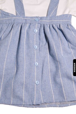 Kız Bebek Çizgili jile Takım 6-24 Ay 20642 Ekru - Mavi - 5