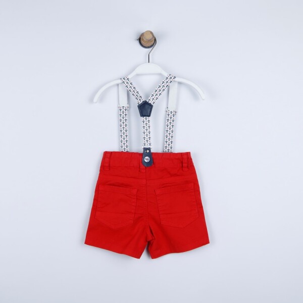 P-003963 (ce 8075) Erkek Bebek Renkli Askılı Şort 6-36 Ay Kırmızı - 2