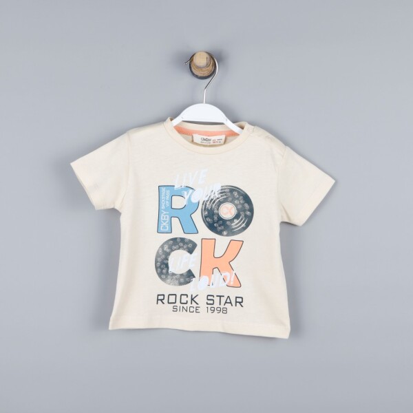 P-003967 (ce 8089) Erkek Bebek Rock Renkli Şort 6-36 Ay Krem - ÇİKOBY