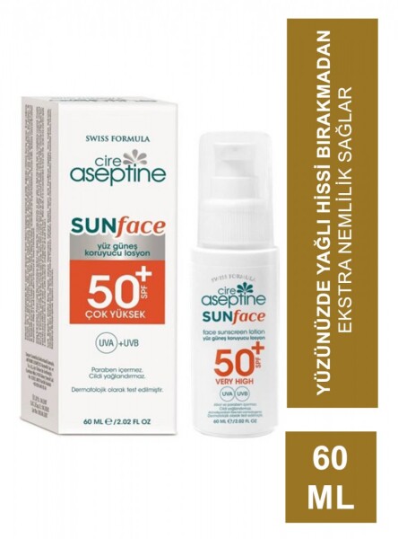 Cire Aseptine Sun Yüz Güneş Koruyucu Losyon 50 SPF 60ml - Cire Aseptine