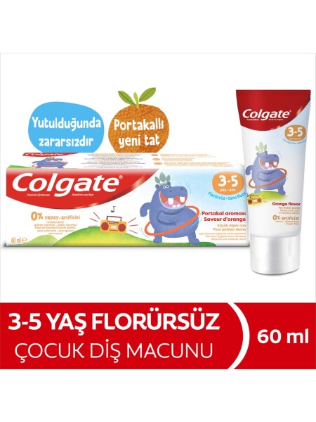 Colgate Kids Portakal Aromalı Florürsüz Diş Macunu 3-5 Yaş 60 ml - Colgate
